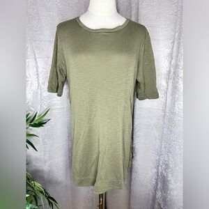 J. Jill Women’s Prima Shirttail Tunic Short Sleeve Military Green Sz M